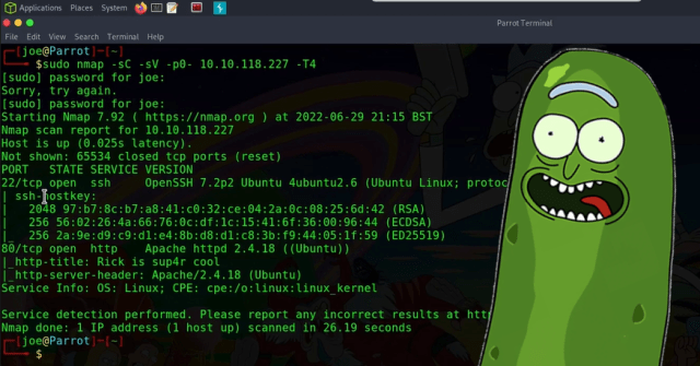 Nmap Scan of Pickle Rick