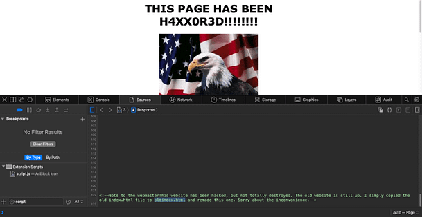 Defaced Web Application Page Source