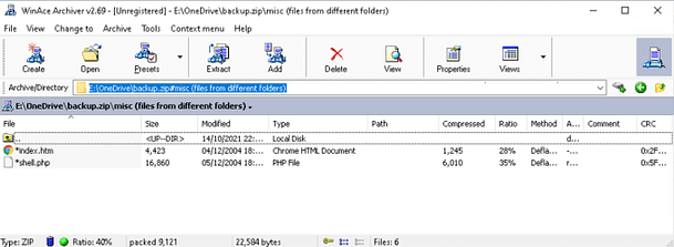 Zip File Listing