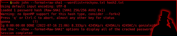 Cracking SHA1 Hashes With John The Ripper