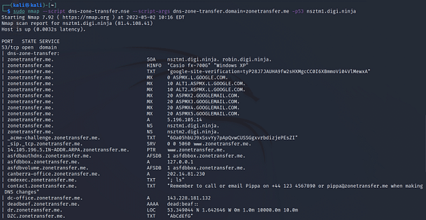 Nmap DNS Zone Transfer