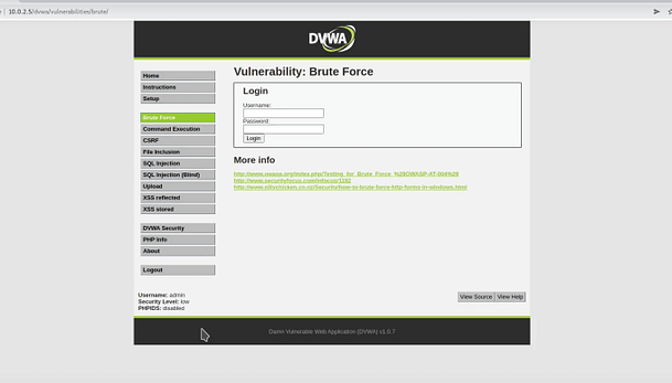 DVWA Brute Force