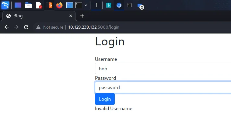 Login page