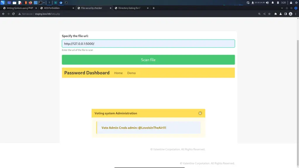 Password dashboard