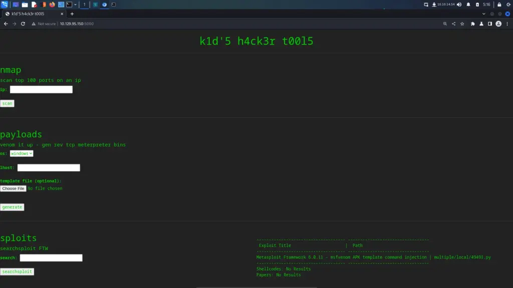 Scriptkiddie hacker tools