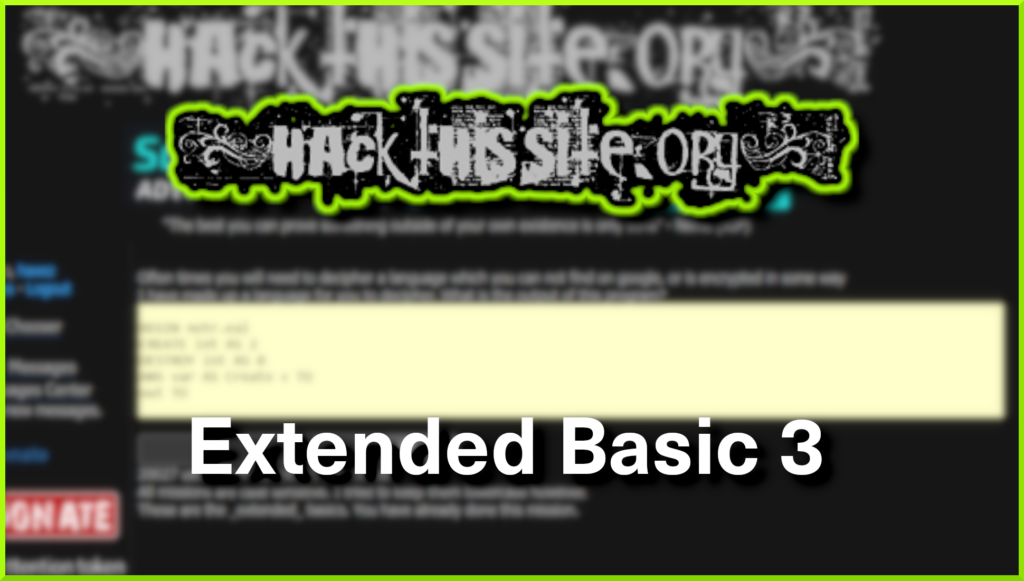 Hack This Site extbasic 3