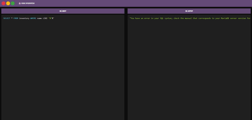 Unholy Union SQL error